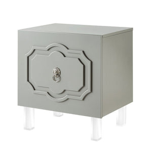 HomeRoots 24" Modern Clear Acrylic End Table with Shelf - Stylish Storage for Living Room or Bedroom Spaces Light Grey 544104