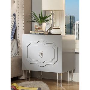 HomeRoots 24" Modern Clear Acrylic End Table with Shelf - Stylish Storage for Living Room or Bedroom Spaces Light Grey 544104
