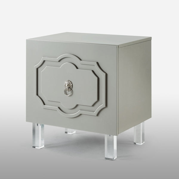 HomeRoots 24" Modern Clear Acrylic End Table with Shelf - Stylish Storage for Living Room or Bedroom Spaces Light Grey 544104