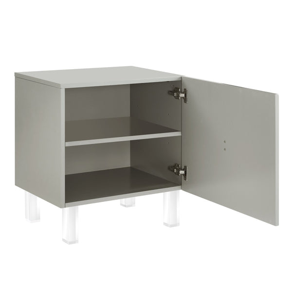 HomeRoots 24" Modern Clear Acrylic End Table with Shelf - Stylish Storage for Living Room or Bedroom Spaces Light Grey 544104
