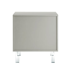 HomeRoots 24" Modern Clear Acrylic End Table with Shelf - Stylish Storage for Living Room or Bedroom Spaces Light Grey 544104