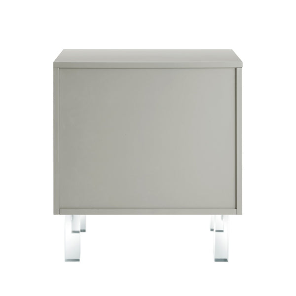 HomeRoots 24" Modern Clear Acrylic End Table with Shelf - Stylish Storage for Living Room or Bedroom Spaces Light Grey 544104