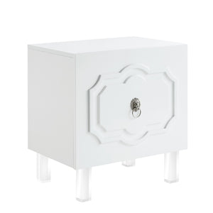 Homeroots 24" Clear And White Wood End Table With Two Shelves White  544105