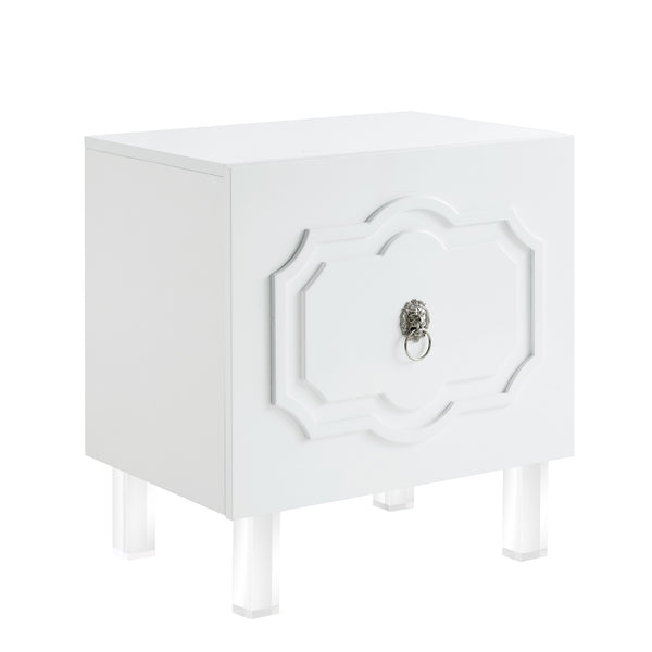 Homeroots 24" Clear And White Wood End Table With Two Shelves White  544105