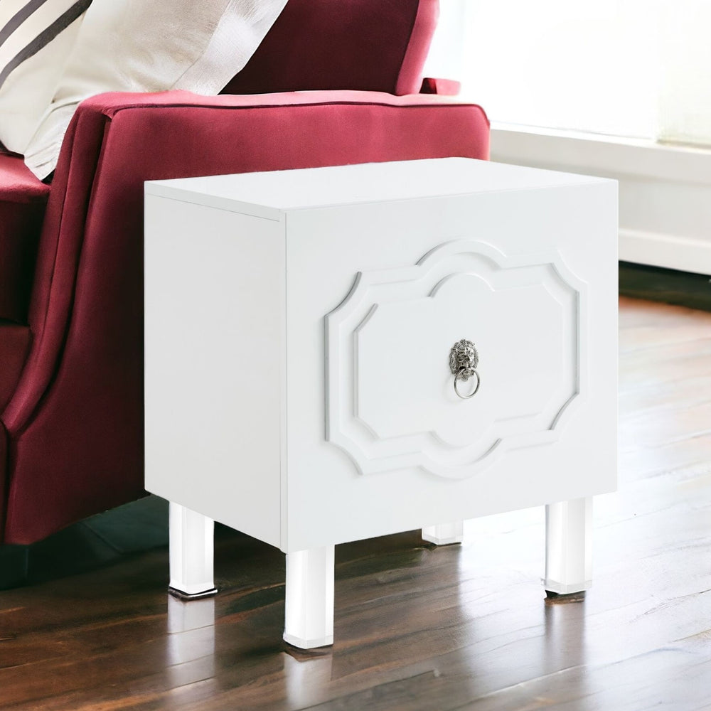 Homeroots 24" Clear And White Wood End Table With Two Shelves White  544105