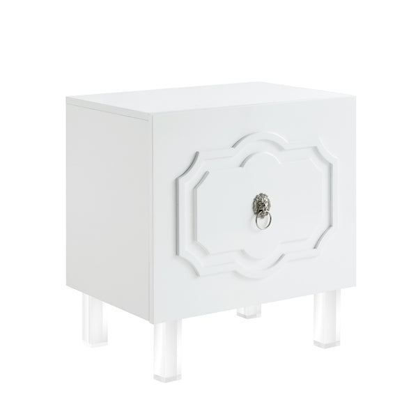 Homeroots 24" Clear And White Wood End Table With Two Shelves White  544105