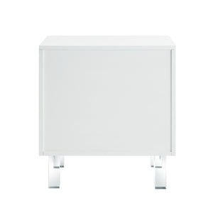 Homeroots 24" Clear And White Wood End Table With Two Shelves White  544105