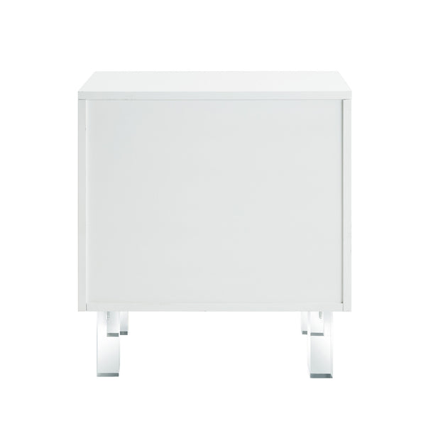 Homeroots 24" Clear And White Wood End Table With Two Shelves White  544105
