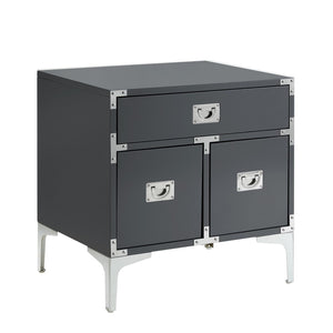 HomeRoots 24" Modern Wood and Metal End Table with Drawer - Stylish Storage Solution for Any Space Dark Grey 544106