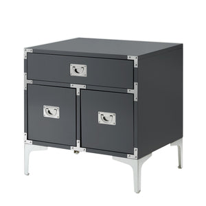 Homeroots 24" Stylish Gray Wood And Metal End Table With Drawer - Versatile Accent For Any Room Decor Dark Grey  544106