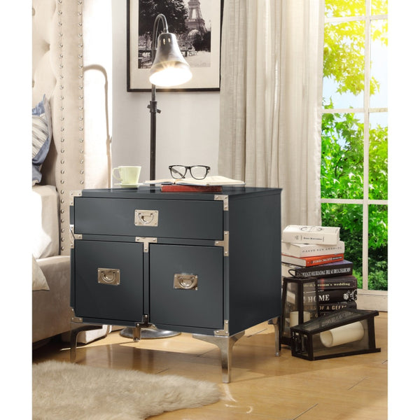 Homeroots 24" Stylish Gray Wood And Metal End Table With Drawer - Versatile Accent For Any Room Decor Dark Grey  544106