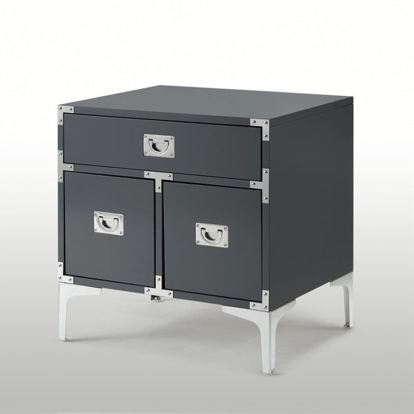 Homeroots 24" Stylish Gray Wood And Metal End Table With Drawer - Versatile Accent For Any Room Decor Dark Grey  544106