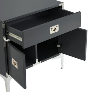 Homeroots 24" Stylish Gray Wood And Metal End Table With Drawer - Versatile Accent For Any Room Decor Dark Grey  544106