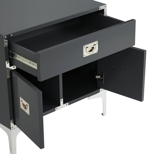 Homeroots 24" Stylish Gray Wood And Metal End Table With Drawer - Versatile Accent For Any Room Decor Dark Grey  544106