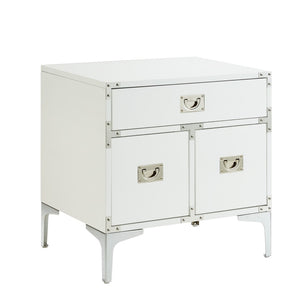 HomeRoots 24" Modern Wood and Metal End Table with Drawer - Stylish Storage Solution for Any Space White 544107