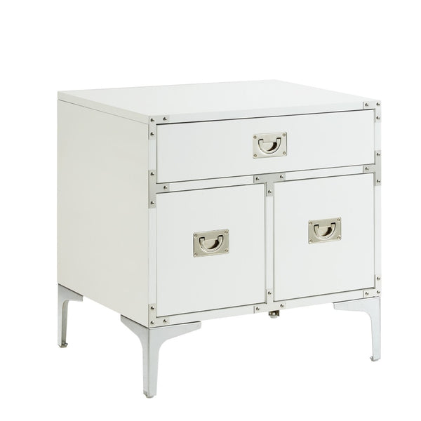 HomeRoots 24" Modern Wood and Metal End Table with Drawer - Stylish Storage Solution for Any Space White 544107