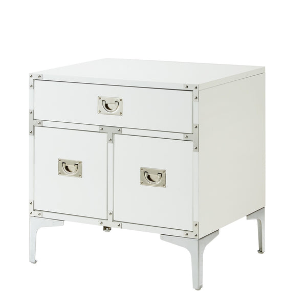 Homeroots 24" Stylish Gray Wood And Metal End Table With Drawer - Versatile Accent For Any Room Decor White  544107