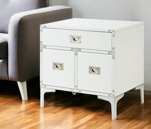 Homeroots 24" Stylish Gray Wood And Metal End Table With Drawer - Versatile Accent For Any Room Decor White  544107