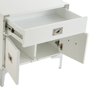 Homeroots 24" Stylish Gray Wood And Metal End Table With Drawer - Versatile Accent For Any Room Decor White  544107