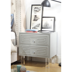 Homeroots 24" Clear And Light Gray End Table With Two Drawers Light Grey  544108