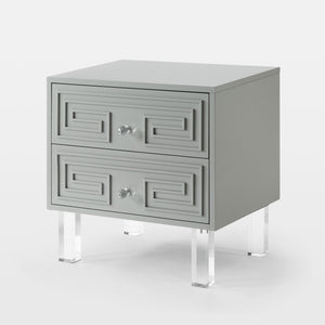 Homeroots 24" Clear And Light Gray End Table With Two Drawers Light Grey  544108