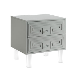 Homeroots 24" Clear And Light Gray End Table With Two Drawers Light Grey  544108
