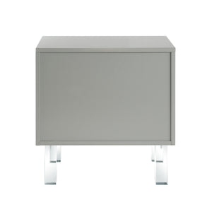Homeroots 24" Clear And Light Gray End Table With Two Drawers Light Grey  544108