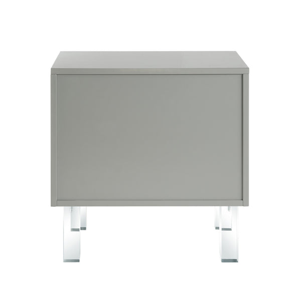 Homeroots 24" Clear And Light Gray End Table With Two Drawers Light Grey  544108