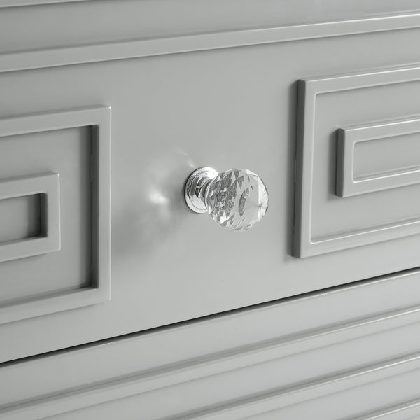 Homeroots 24" Clear And Light Gray End Table With Two Drawers Light Grey  544108