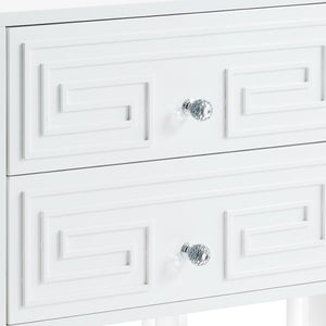 HomeRoots 24" Modern End Table with Two Drawers - Sleek Clear Base and Stylish Storage for Any Space White 544109