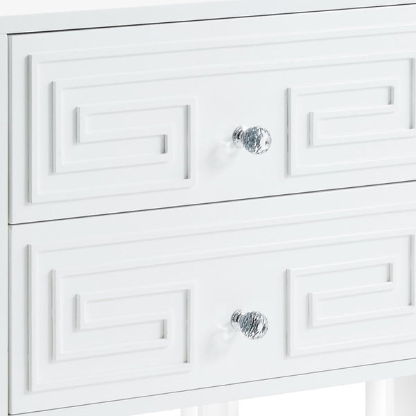 HomeRoots 24" Modern End Table with Two Drawers - Sleek Clear Base and Stylish Storage for Any Space White 544109