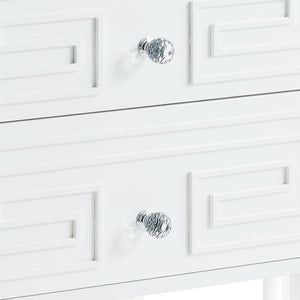 HomeRoots 24" Modern End Table with Two Drawers - Sleek Clear Base and Stylish Storage for Any Space White 544109