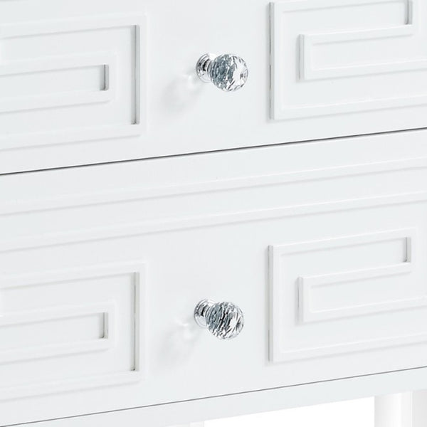 HomeRoots 24" Modern End Table with Two Drawers - Sleek Clear Base and Stylish Storage for Any Space White 544109
