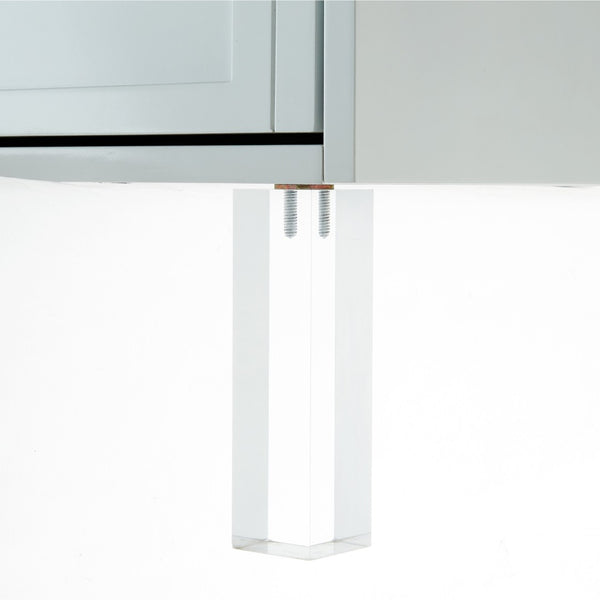 HomeRoots 24" Modern End Table with Two Drawers - Sleek Clear Base and Stylish Storage for Any Space White 544109