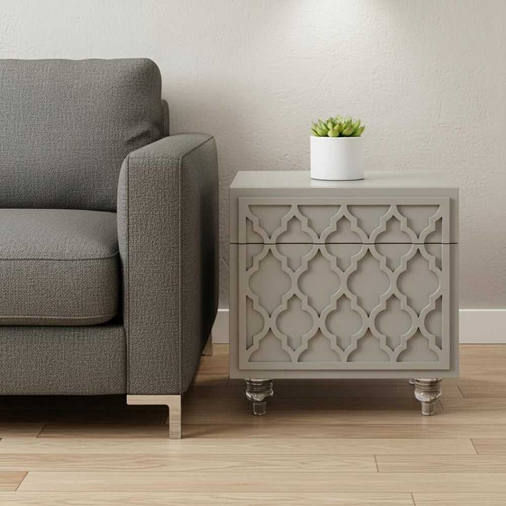 HomeRoots 24" Light Gray End Table with Drawer & Shelf – Stylish Storage Solution for Living Spaces & Bedrooms 544110