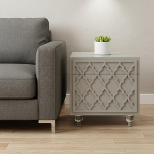 HomeRoots 24" Light Gray End Table with Drawer & Shelf – Stylish Storage Solution for Living Spaces & Bedrooms 544110