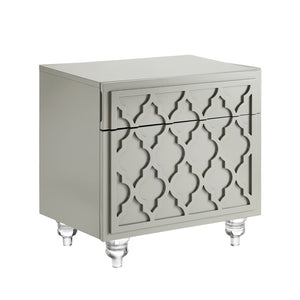 HomeRoots 24" Light Gray End Table with Drawer & Shelf – Stylish Storage Solution for Living Spaces & Bedrooms 544110