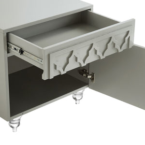 HomeRoots 24" Light Gray End Table with Drawer & Shelf – Stylish Storage Solution for Living Spaces & Bedrooms 544110