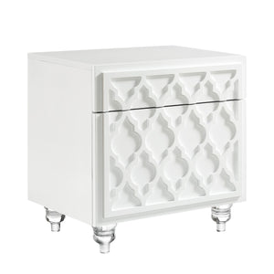 Homeroots 24" Clear And White End Table With Drawer And Shelf White  544111