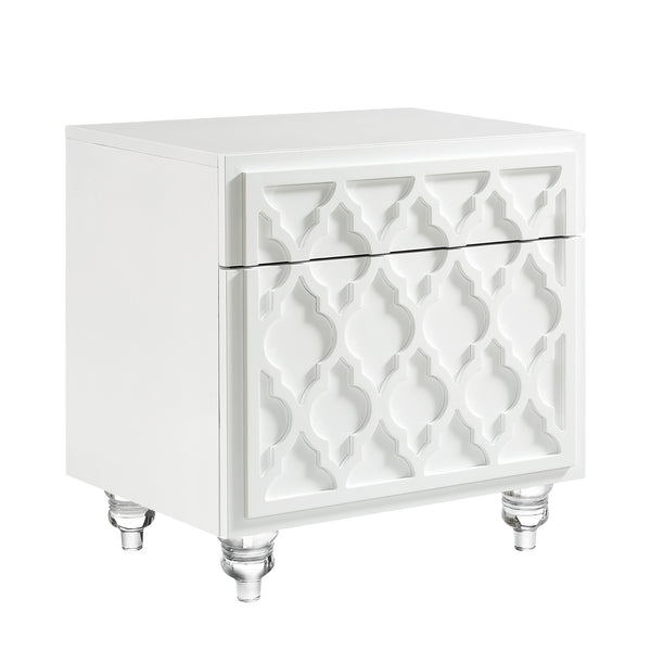 Homeroots 24" Clear And White End Table With Drawer And Shelf White  544111