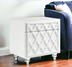 Homeroots 24" Clear And White End Table With Drawer And Shelf White  544111