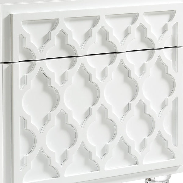 Homeroots 24" Clear And White End Table With Drawer And Shelf White  544111