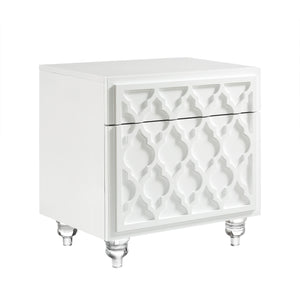 Homeroots 24" Clear And White End Table With Drawer And Shelf White  544111