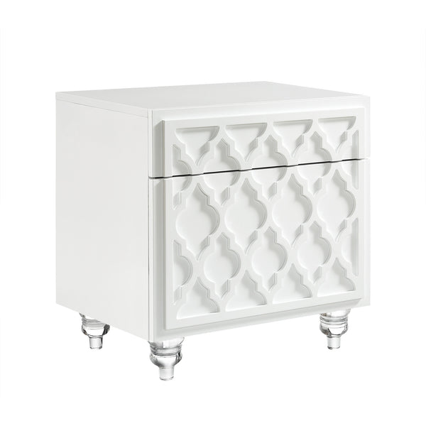 Homeroots 24" Clear And White End Table With Drawer And Shelf White  544111