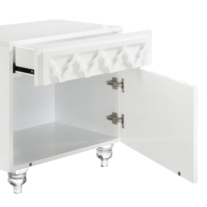 Homeroots 24" Clear And White End Table With Drawer And Shelf White  544111