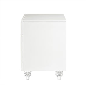 Homeroots 24" Clear And White End Table With Drawer And Shelf White  544111