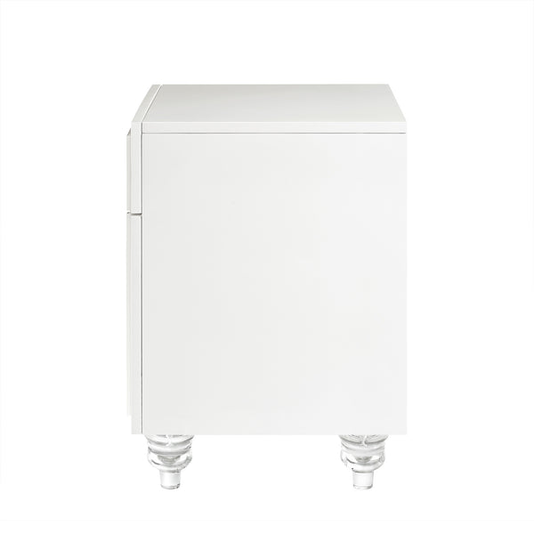 Homeroots 24" Clear And White End Table With Drawer And Shelf White  544111