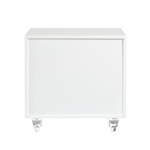Homeroots 24" Clear And White End Table With Drawer And Shelf White  544111