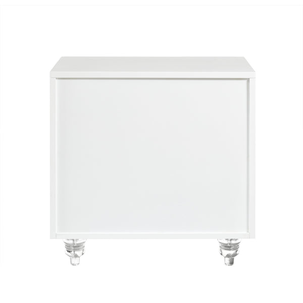 Homeroots 24" Clear And White End Table With Drawer And Shelf White  544111