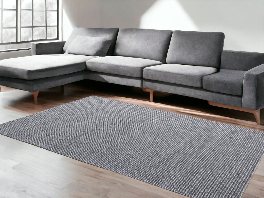 HomeRoots 5' Gray Wool Striped Hand-Woven Area Rug - Timeless Design for Living Spaces and Cozy Comfort 8' X 10' 544117
